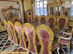 Juego de Comedor Europeo Moderno de 10 Plazas Tallado a Mano, Madera de Teca de Lujo, Tamaño y Color Personalizables, Muebles de Comedor de Última Generación, EE. UU. - Product Image 5