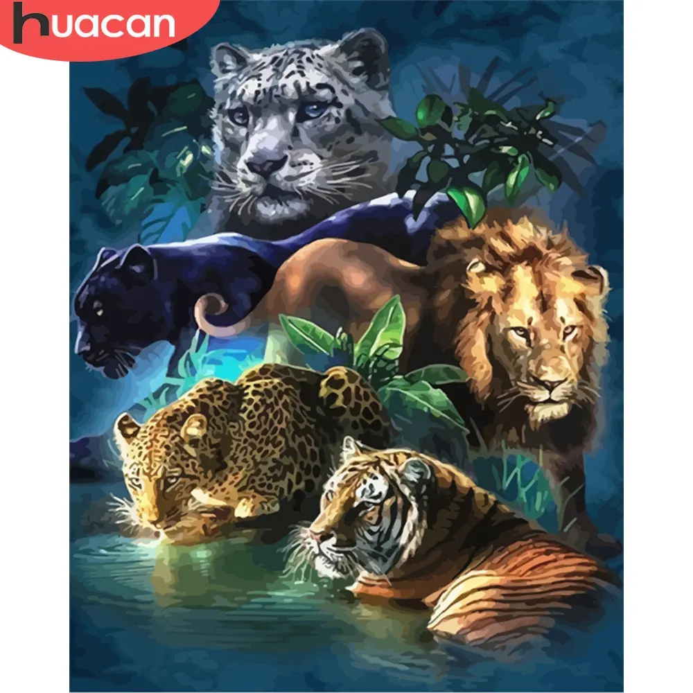 HUACAN Paint By Number Animals Drawing On Canvas Wolf HandPainted Painting Lion Art Gift Pictures By Numbers Tiger Kits