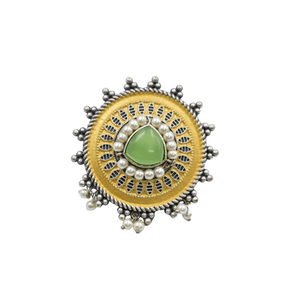 Hermoso diseño de plata con aspecto similar Dualtone piedra Natural Stud pendiente Material de latón joyería de moda para niñas y mujeres - Product Image 3