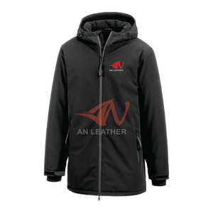 Veste d'hiver décontractée pour homme de haute qualité, capuche réglable, impression de logo personnalisée, motif uni, fermeture éclair, pour la conduite - Service OEM - Product Image 1