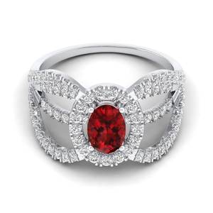 REYES Luxury 14K Solid <b>Gold</b> IGI Certified Diamond Engagement <b>Ring</b> For Women Oval Cut 0.75 <b>Carat</b> Garnet Gemstone Jewelry - Product Image 5