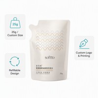 Pochette à bec verseur blanche personnalisée, sac en plastique rechargeable pour shampoing, savon liquide, détergent, emballage cosmétique