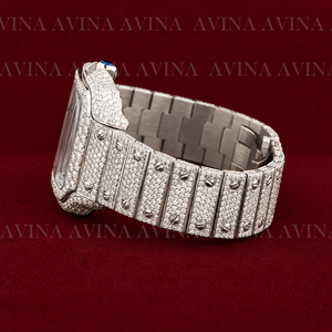 Reloj de Lujo con Diamantes Moissanite para Hombre, Estilo Hip Hop, Esfera Cuadrada con Números Romanos, Correa de Acero Inoxidable, Reloj de Pulsera de Cuarzo - Product Image 5