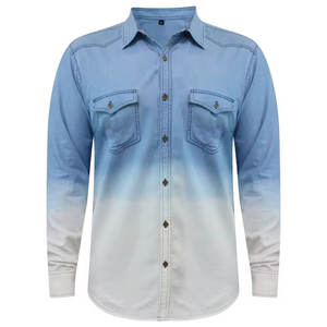 <b>Men</b> Casual Blue Jeans <b>Shirt</b> Classic Slim Fit <b>Shirt</b> <b>Men</b> Trendy Jeans <b>Shirt</b> <b>Retro</b> Style Long Sleeve <b>Shirt</b> - Product Image 1