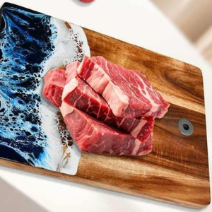 Juego de tabla de cortar de madera de Acacia de resina esmaltada para decoración de cocina rústica moderna de lujo personalizado para cortar pan y las necesidades del hogar - Product Image 2