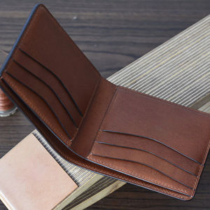 Cartera elegante de cuero Premium Bi Fold, monedero delgado de cuero genuino con bloqueo RFID para hombres, con estilo, para hombre, para el 2017 - Product Image 1