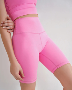 2026 Wholesale Women's Customized Logo Crew <b>Neck</b> 2-Piece High Waist Skinny Yoga Shorts Set Breathable Spandex/Nylon Solid - Product Image 5