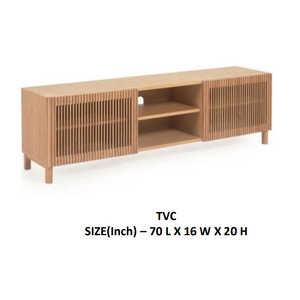 Soporte de TV minimalista natural de madera maciza de teca con cajones y acabado de lijado fino, ideal para la configuración de muebles de dormitorio de sala de estar - Product Image 2