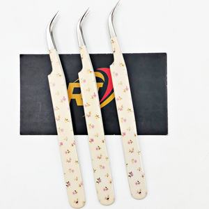 Pince à épiler professionnelle pour extensions de cils en acier inoxydable, pointe incurvée de précision, revêtement papier, pour volume de cils, pour salon, OEM Revamp - Product Image 4