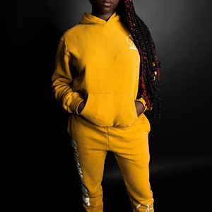 Custom 100% Cotton Tracksuit Oversized Pullover Hoodies Sweatpants Winter Street Wear Printed Hooded Collar <b>Rhinestone</b> for Men - Product Image 3