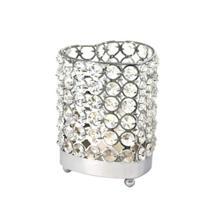 Bougeoir votif de luxe en cristal et métal de forme ronde, idéal pour les mariages, les événements, support décoratif, parfait pour la décoration intérieure - Product Image 5