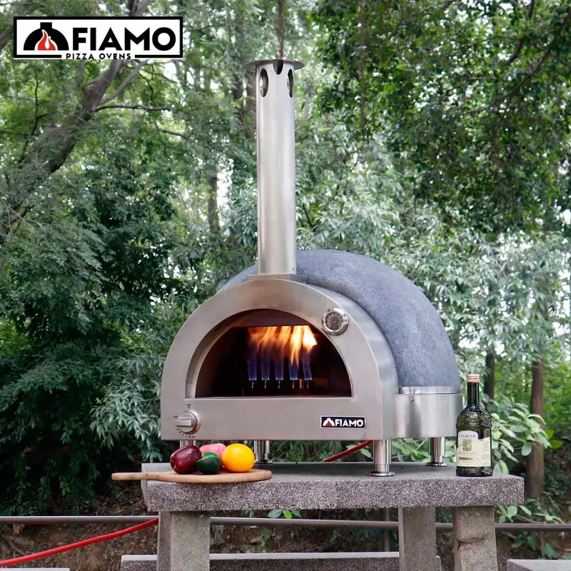 Four à pizza en argile à gaz à prix compétitif, nouveau style, avec pierre à pizza, grilles de pizza au gaz naturel autoportantes pour barbecue