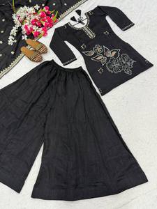 Nuevo Diseño Tradicional Negro para Fiesta de Invierno, Sharara con Bordado y Lentejuelas, Calidad Premium, Fusión Perfecta - Product Image 4