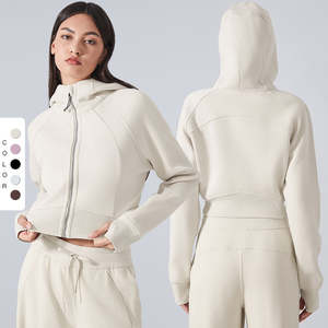 2025 en plein air femmes pull à capuche respirant fermeture éclair actif sweat à capuche coupe ajustée pouce trou coupe-vent polaire chaud sweats à capuche pour les femmes - Product Image 1