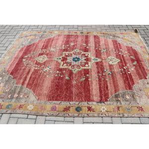 Grand tapis turc vintage 6,1x8,3 pi (185x254 cm), tapis rouge style sud-ouest - Product Image 3