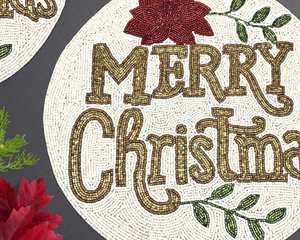 Mantel Individual con cuentas, cargador redondo hecho a mano para comedor de lujo y decoración de vacaciones, pieza única hecha a mano con cuentas, mantel, inauguración de la casa - Product Image 2