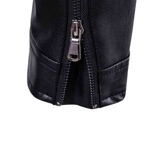 Veste de moto en cuir véritable personnalisée pour hommes col montant avec logo avant enduit veste en cuir véritable - Product Image 6