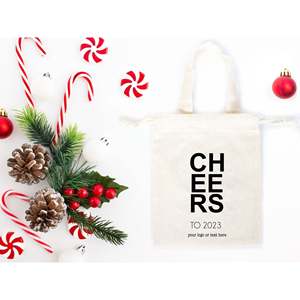 Sacs cadeaux en coton personnalisés 6x8 2023 Cheers avec impression sérigraphique pour fêtes de famille, enterrements de vie de jeune fille, promotion artisanale et rangement - Product Image 2