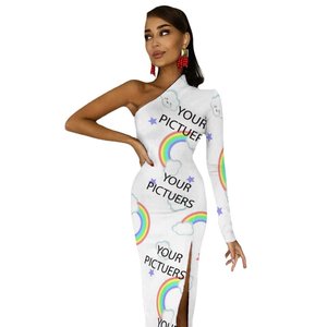 Robe fendue à une épaule en gros, <span class=keywords><strong>options</strong></span> personnalisées - Product Image 4