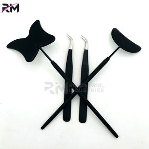 Espejo de pestañas RMI, pinzas para extensión de pestañas y color con recubrimiento de polvo negro, Punta plateada, juego de agarre de nuevo diseño - Product Image 2
