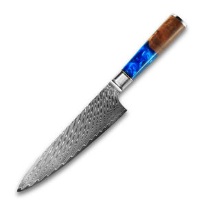Vente en gros de couteau de chef damas de qualité supérieure personnalisé OEM ODM couteau de cuisine en acier inoxydable avec manche en bois et résine - Product Image 4