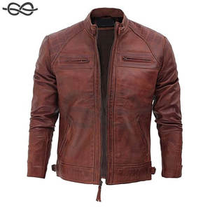 Chaqueta de motociclista de piel de cordero Real acolchada Cafe Racer Zip Up Moto chaquetas para hombres Elegante ropa de abrigo duradera - Product Image 3