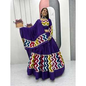 Lehenga choli ฝ้ายบริสุทธิ์พิเศษพิเศษ6เมตรผ้าคอตตอน - Product Image 1