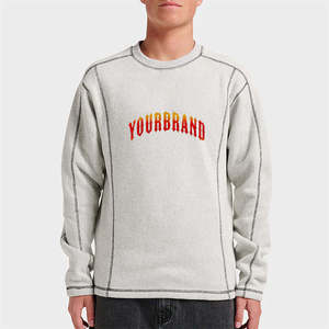 Sweat-shirt surdimensionné pour homme en gros, broderie 3D, teinture en pièce, pull uni, motif lourd, vêtements d'hiver - Product Image 1