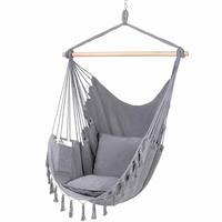 Hamac de luxe à cordes en coton, balançoire d'extérieur avec bois et macramé, jardin-Patio, Bar d'intérieur, facile à transporter,