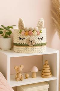 Unicorn <b>Basket</b> Stationery and Hair Essentials Organizer Cute Handmade Storage for Kids Room Playroom and Desk Use From India - Product Image 3