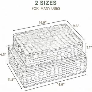 Ensemble de 2 paniers en osier avec couvercle pour l'organisation, panier de rangement artisanal, vente en gros, écologique, fabriqué au Vietnam - Product Image 2