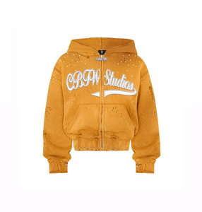 Sudadera con capucha de algodón pesado para hombre, personalizada 2025, con lavado ácido, bordado desgastado, estilo urbano, pedrería, invierno, digital - Product Image 4
