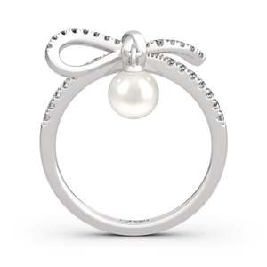 Bague Jeulia vintage en argent sterling plaqué rhodium avec nœud papillon et perle de culture - Product Image 3