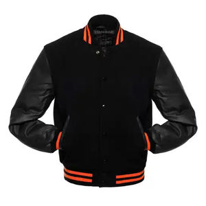 OEM chaqueta Letterman sostenible para los hombres con bordado de chenilla y mangas de cuero multicolor chaquetas universitarias de tela de satén - Product Image 2