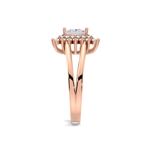 IGI Certified Princess Cut Lab Grown Diamond Double Halo <b>Split</b> Shank Engagement-Wedding <b>Ring</b> in 9K Yellow / White & Rose Gold - Product Image 3