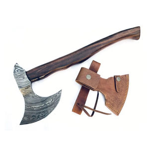 Hacha de Acero de Damasco Burraq Personalizada de 19.5 Pulgadas, Hacha para Partir Madera con Mango de Madera de Palisandro, Funda de Cuero, Regalo para Papá, Grado Industrial para Bricolaje - Product Image 1