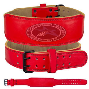 Custom Heavy Duty Natural Cowhide Leather Weightlifting Dip <b>Belt</b> 10mm Thick with Double Prong Buckle and Custom Logo - Product Image 6