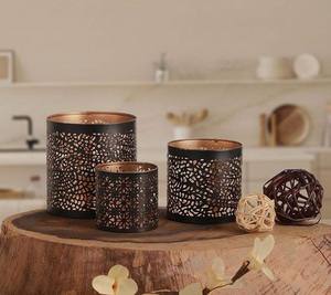 Élégant bougeoir votif en fer noir avec insert en verre pour décorations de centre de table de mariage pour prix de vente à l'exportation - Product Image 4