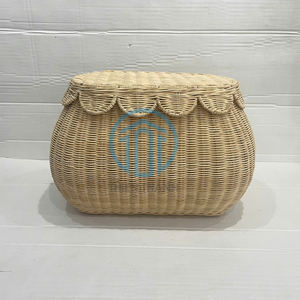 Hot Rustic Vibe to Home Essentials Borde festoneado para un conjunto de cesta de vieiras de ratán visual maravillosamente encantador - Product Image 1