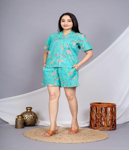 New Design Floral Cotton Pajama Set for <b>Women</b> with Frill Bottom <b>Pants</b> and Button Shirt Top for Sleepwear and Homewear Clothing - Product Image 2