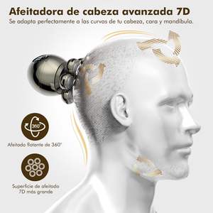 Kit de Afeitadora Eléctrica Rotativa para Hombre 6 en 1, Afeitadora de Cabeza con 7 Cuchillas, Pantalla LED, Uso en Seco y Húmedo, Resistente al Agua IPX7, Repuestos de Afeitado - Product Image 5