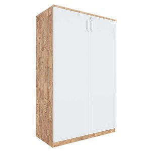Minimalist 3-Tier Lockable Metal <b>Storage</b> Cabinet THS68032-80x40x126cm Hinged Doors Rubber Wood for Gym Use - Product Image 1