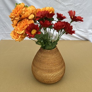 Florero de Ratán Tejido a Mano, Maceta de Bambú Decorativa, Lámina de Bambú para Decoración del Hogar - Product Image 1