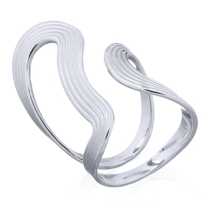 Anillo Abierto de Plata de Ley 925 para Mujer, Diseño de Onda Fluida, Estilo Étnico y Tribal, para Regalos y Fiestas - Product Image 1
