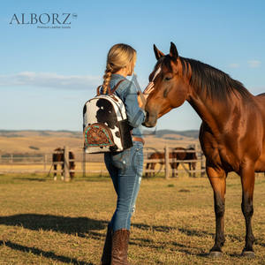 Sac à dos en cuir véritable fait main avec imprimé animal - Style occidental élégant 100% cuir véritable Couleurs personnalisables - Product Image 6