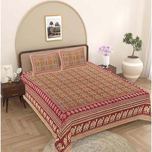 240 TC 100% Cotton Bedsheet with 2 Pillow Covers Brown Ethnic Motifs Super <b>King</b> <b>Size</b> 3pc Home Use Set (SHKV1090) - Product Image 1