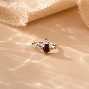 Scarlet Flame Garnet Adjustable <b>Gold</b>-Plated Brass Fashion <b>Ring</b> - Product Image 3