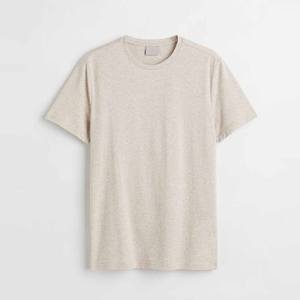 Camiseta entallada de algodón suave, jersey de cuello redondo con adorno acanalado finamente y camiseta con dobladillo de corte recto - Product Image 4