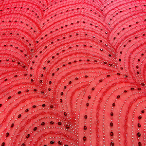 Best Price 100% Polyester Luxury <b>Beaded</b> <b>Fabric</b> Zircon Handmade Indian Supplier Woven Mesh Pattern for Girls' Anti-Static - Product Image 1