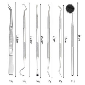 Kit de examen Dental básico de 6 uds, herramientas de Limpieza de dientes de acero inoxidable, esterilización Manual de alta temperatura, diagnóstico de dentista - Product Image 2